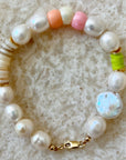 Myrko Pearl & Multi Color Acrylic Gold Filled Bracelet