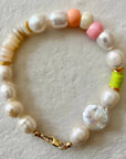 Myrko Pearl & Multi Color Acrylic Gold Filled Bracelet