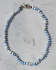 Hand Knotted Peruvian Opal Necklace- Light Denim and White: Blue