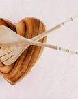 Striped Olive Wood Salad Servers