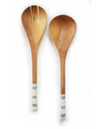 Striped Olive Wood Salad Servers