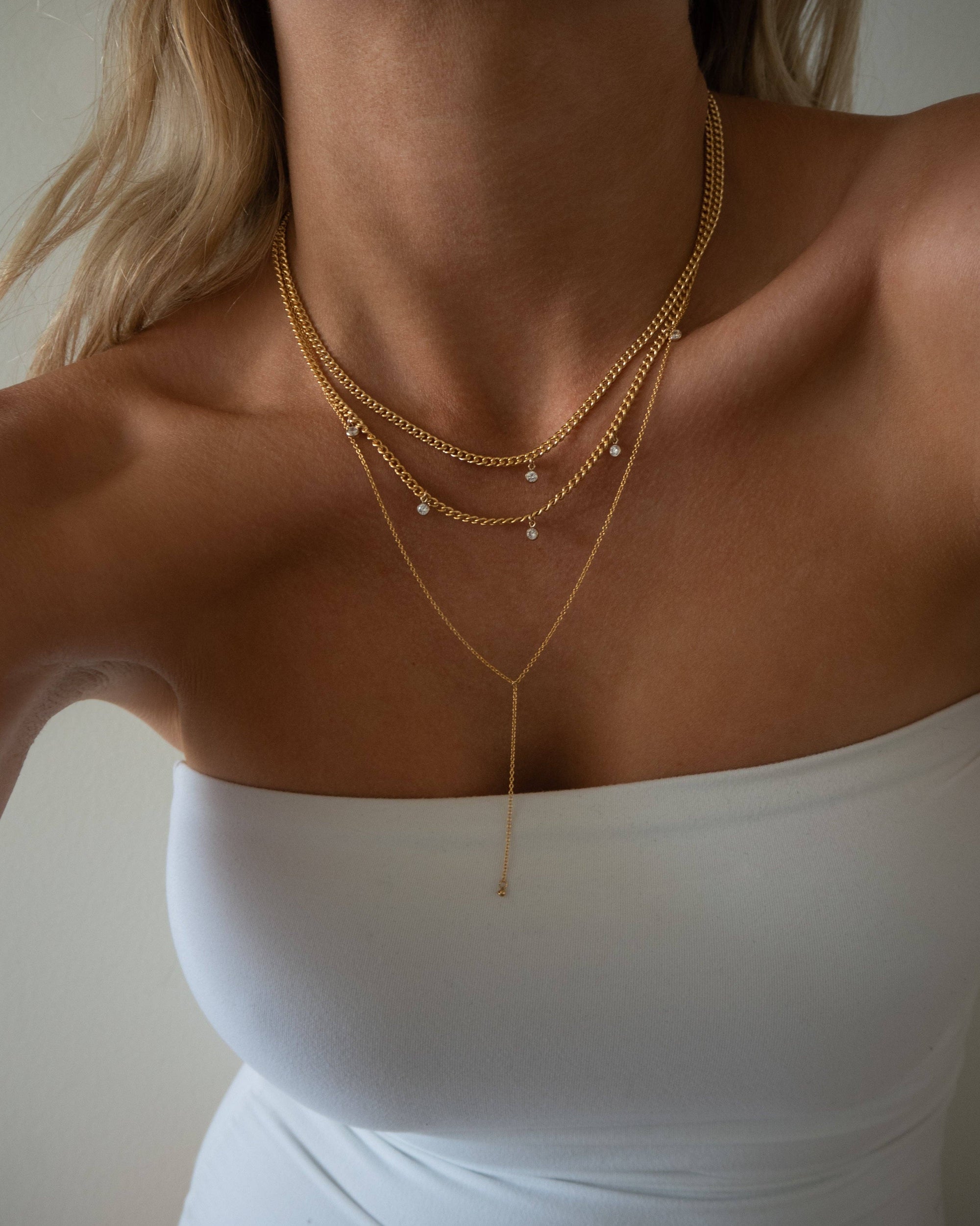 Miley Chain - dainty chain lariat necklace: 20"