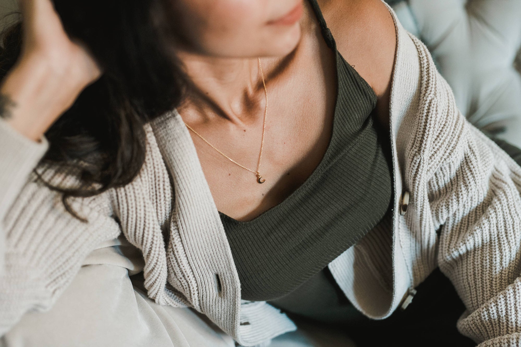 Love You To The Moon Necklace: Gold Fill