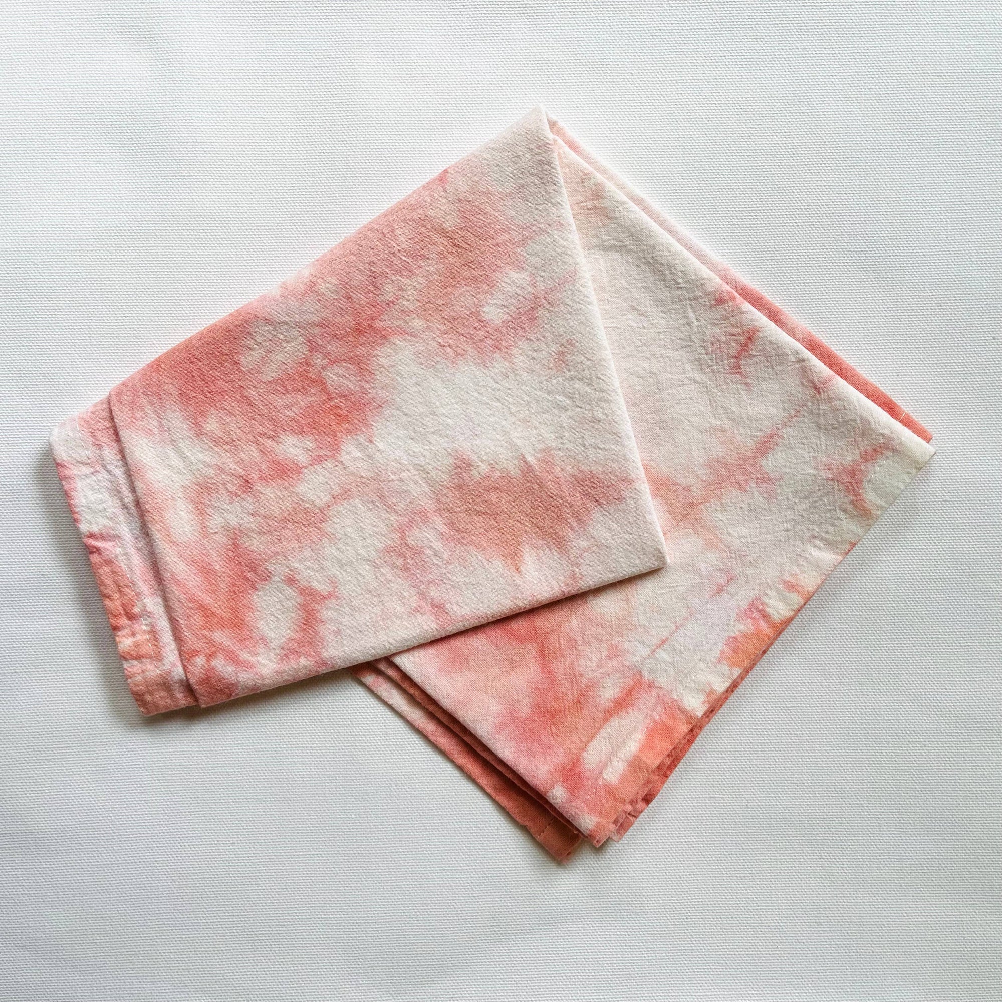 Naturally Dyed Cotton Tea Towel - Coral - Eco Friendly