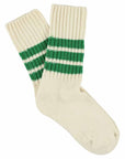 Women Stripes Crew Socks - Ecru / Green: EU 36/41   UK 3.5/7   US 6/9.5