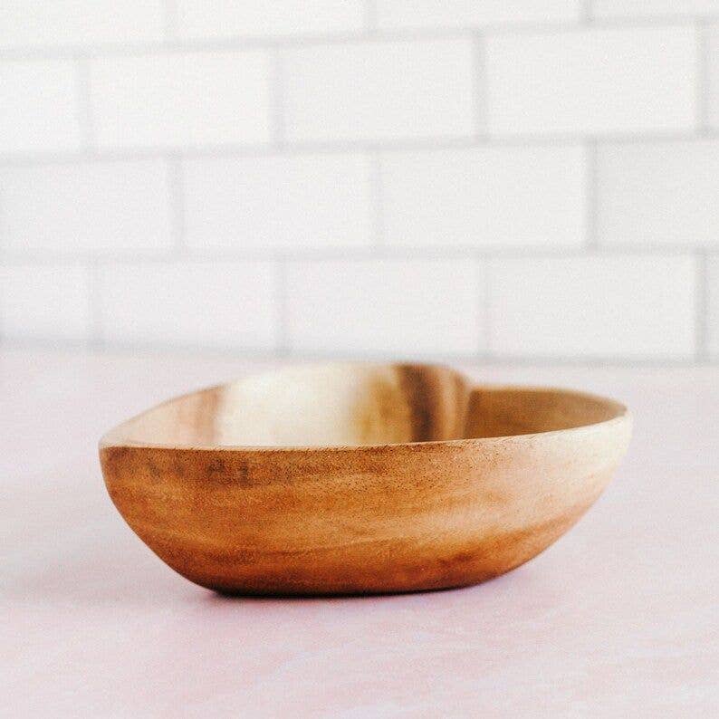 Acacia Wood 6" Heart Bowl