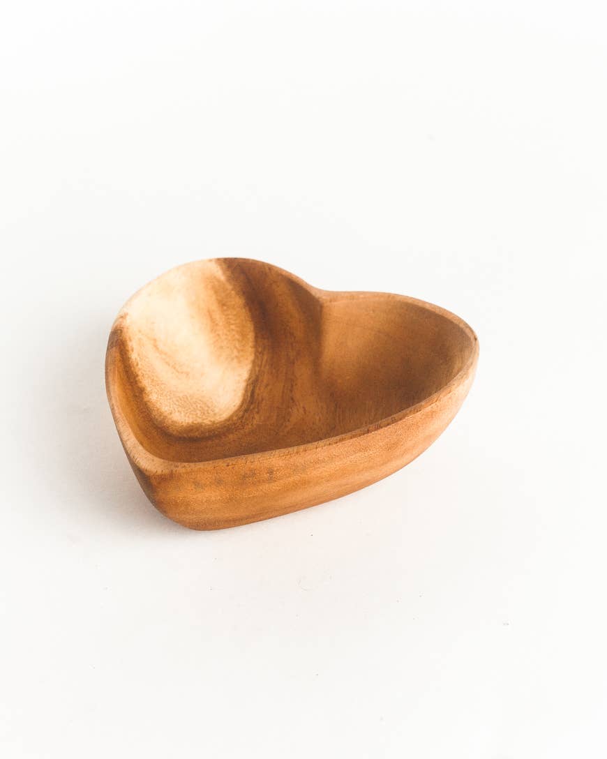 Acacia Wood 6" Heart Bowl