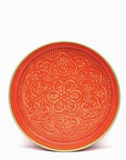 Punjabi Decorative Metal Tray: Large, Orange