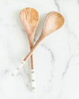 Striped Olive Wood Salad Servers