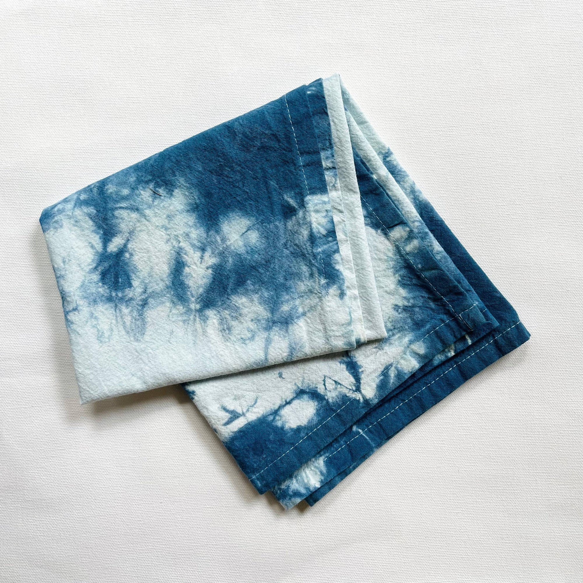 Naturally Dyed Cotton Tea Towel - Indigo Sky - Eco Friendly