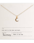 Love You To The Moon Necklace: Gold Fill