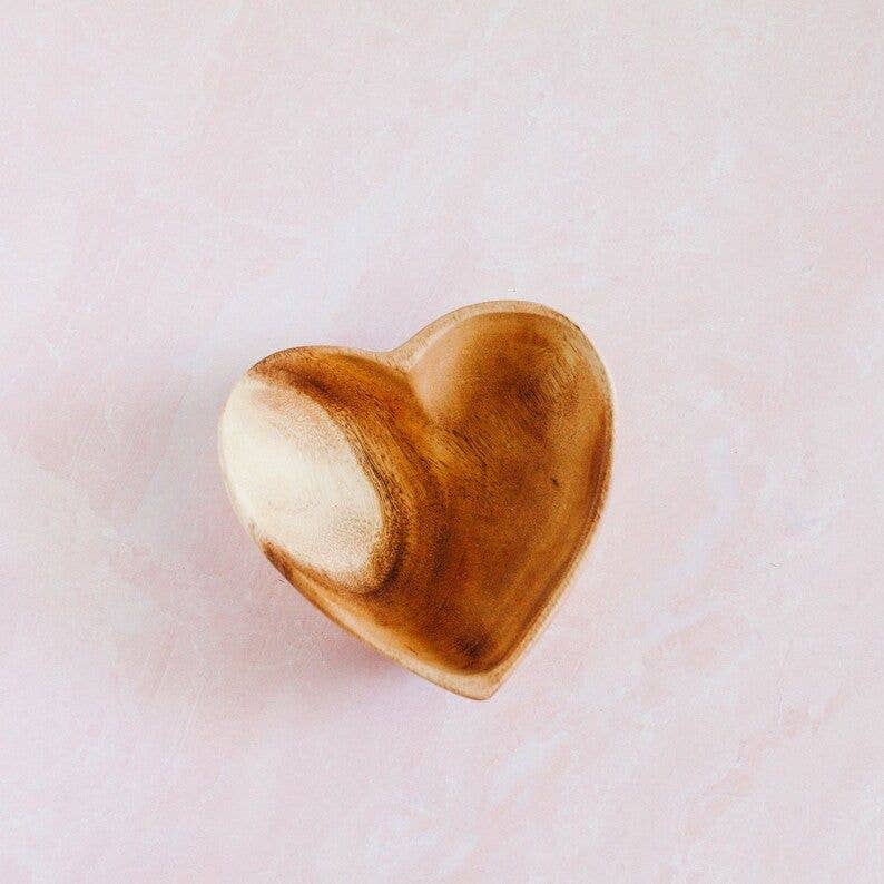 Acacia Wood 6" Heart Bowl