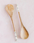 Striped Olive Wood Salad Servers