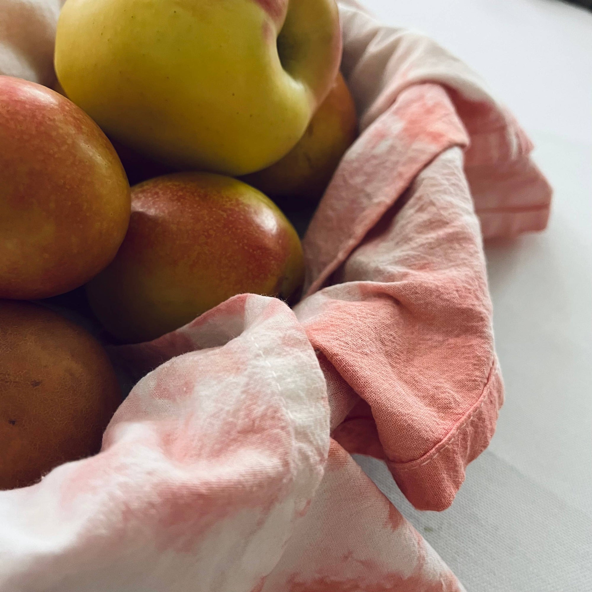 Naturally Dyed Cotton Tea Towel - Coral - Eco Friendly