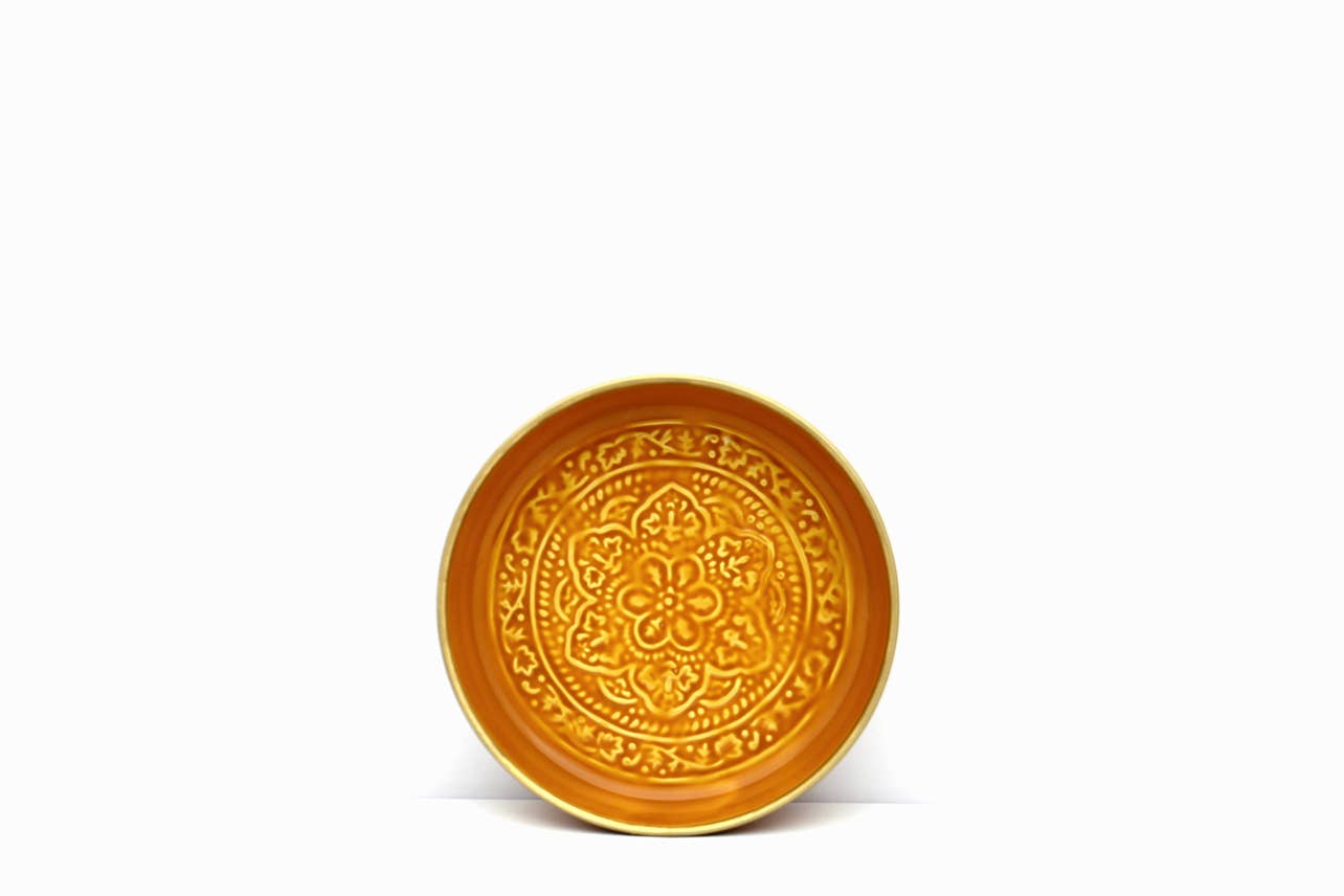 Punjabi Decorative Metal Tray: Large, Orange