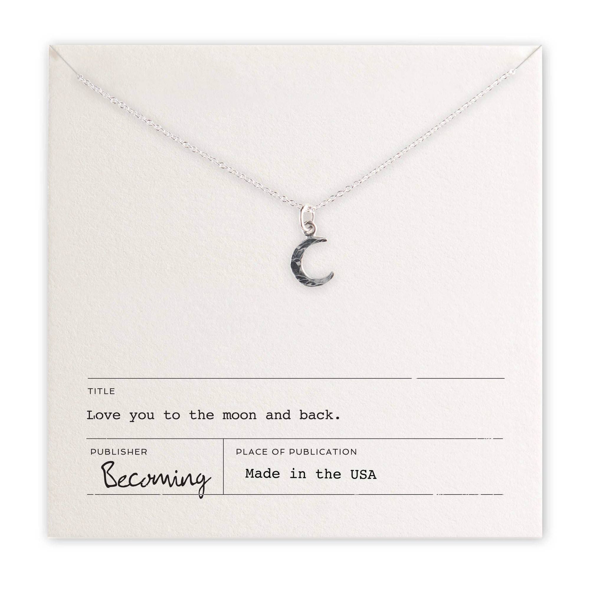 Love You To The Moon Necklace: Sterling Silver