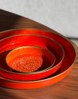 Punjabi Decorative Metal Tray: Large, Orange