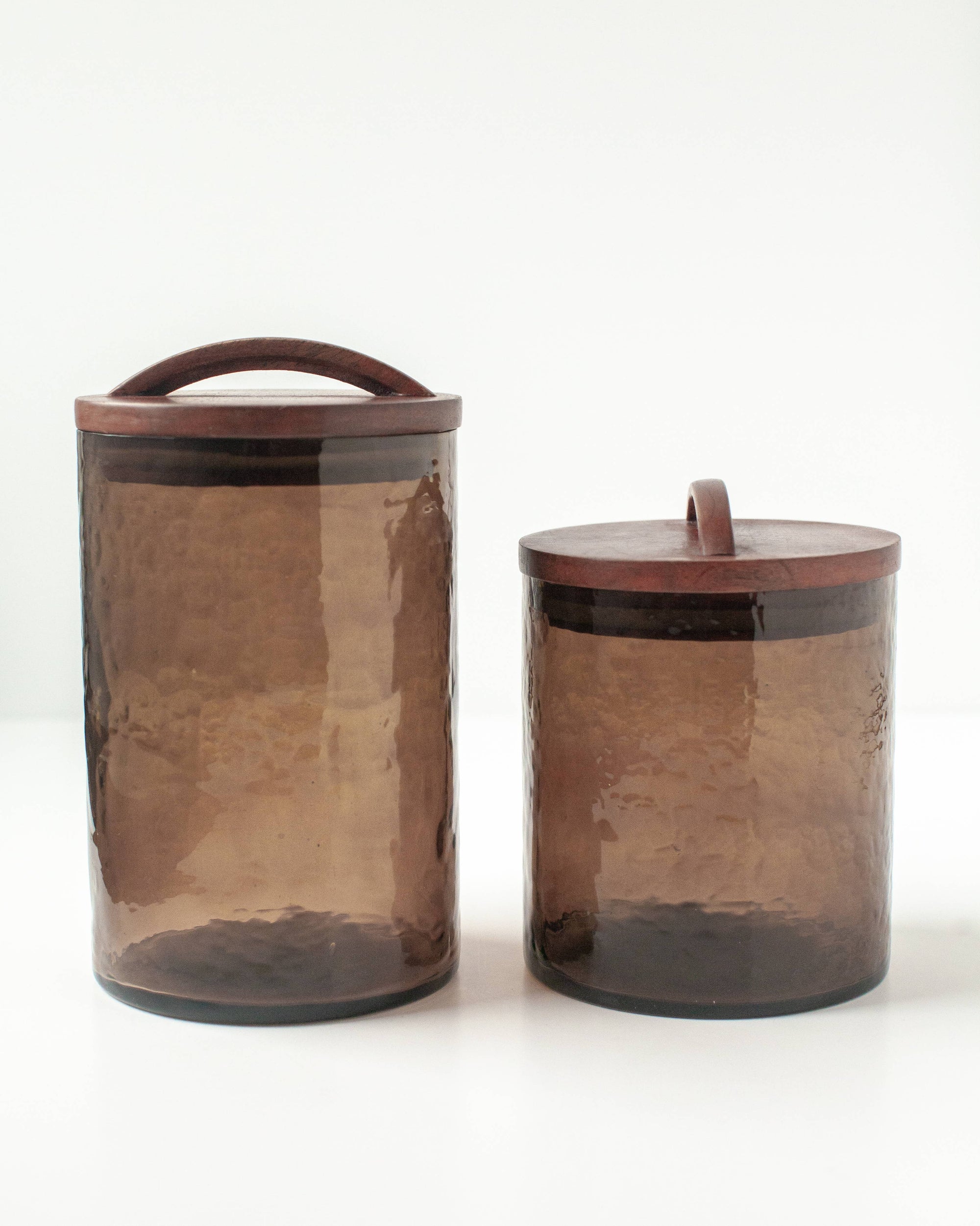 Handblown Hammered Glass Canisters: Small, Smoke