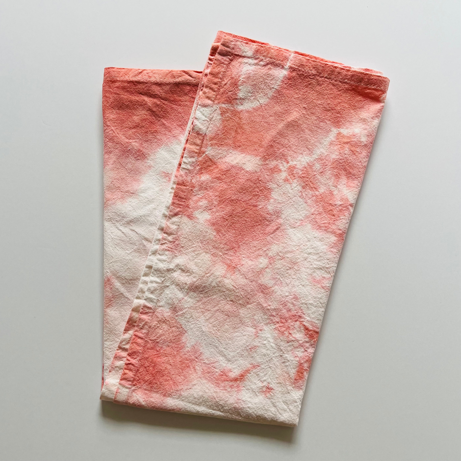 Naturally Dyed Cotton Tea Towel - Coral - Eco Friendly