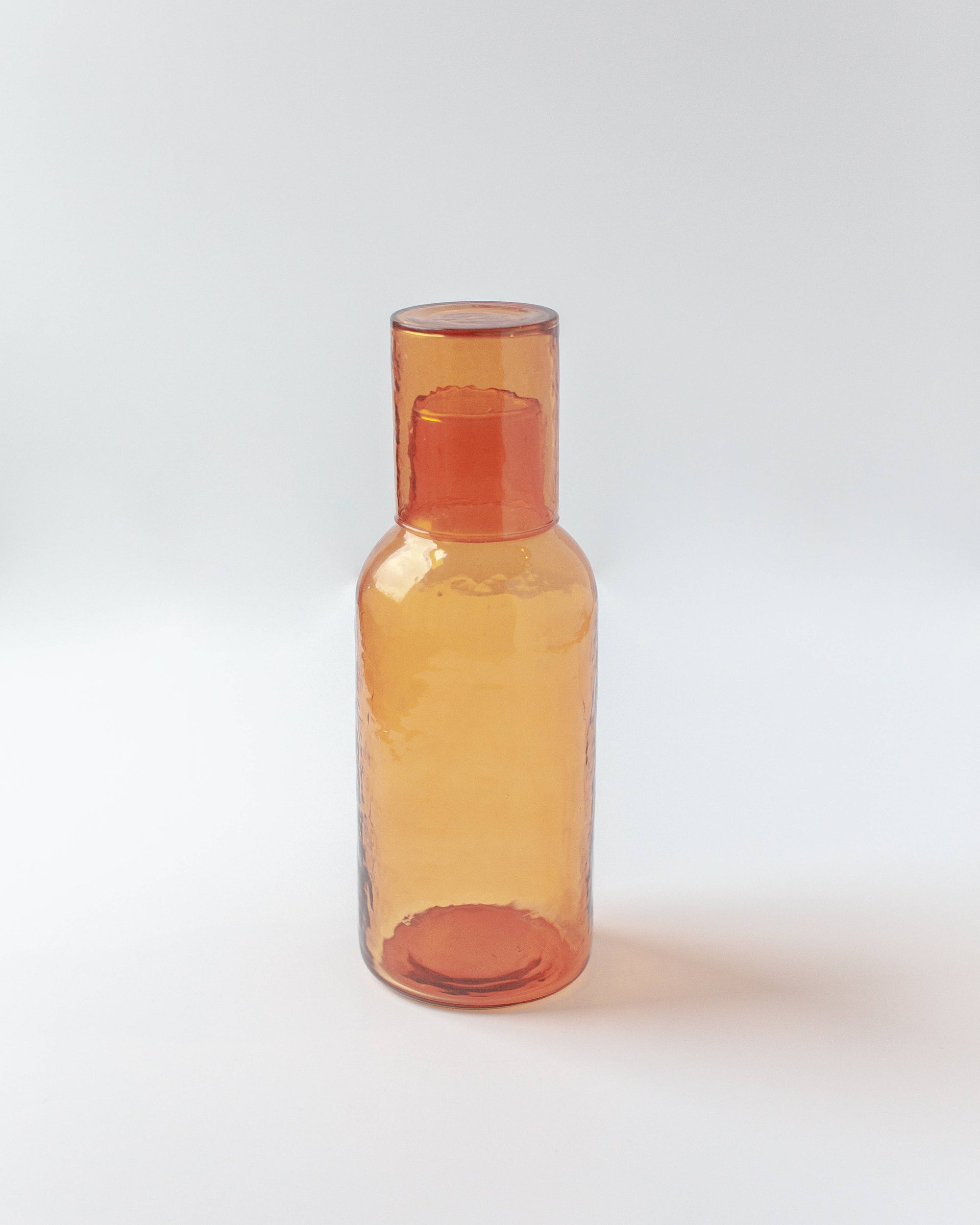 Handblown Hammered Glass Carafe: Amber