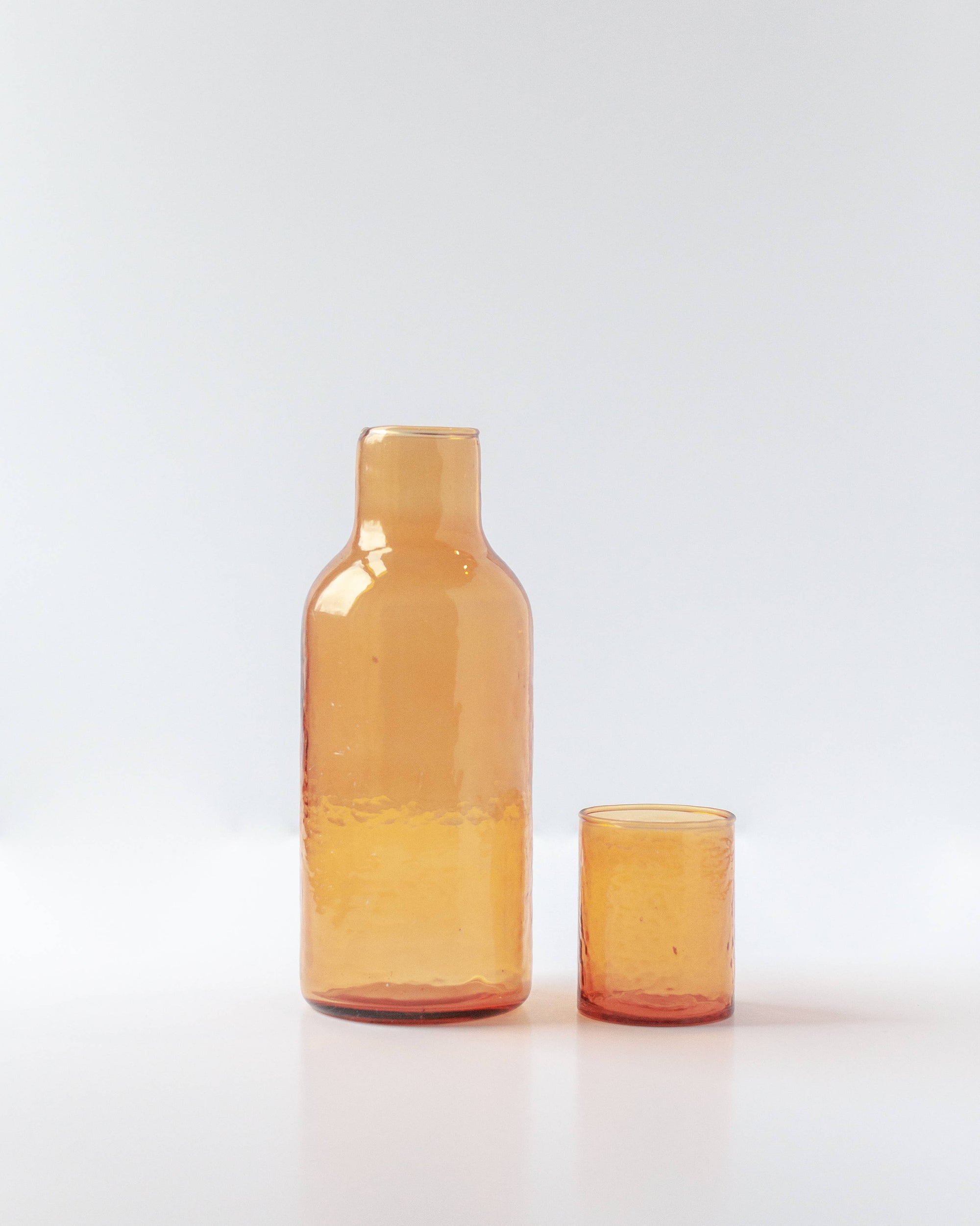 Handblown Hammered Glass Carafe: Amber