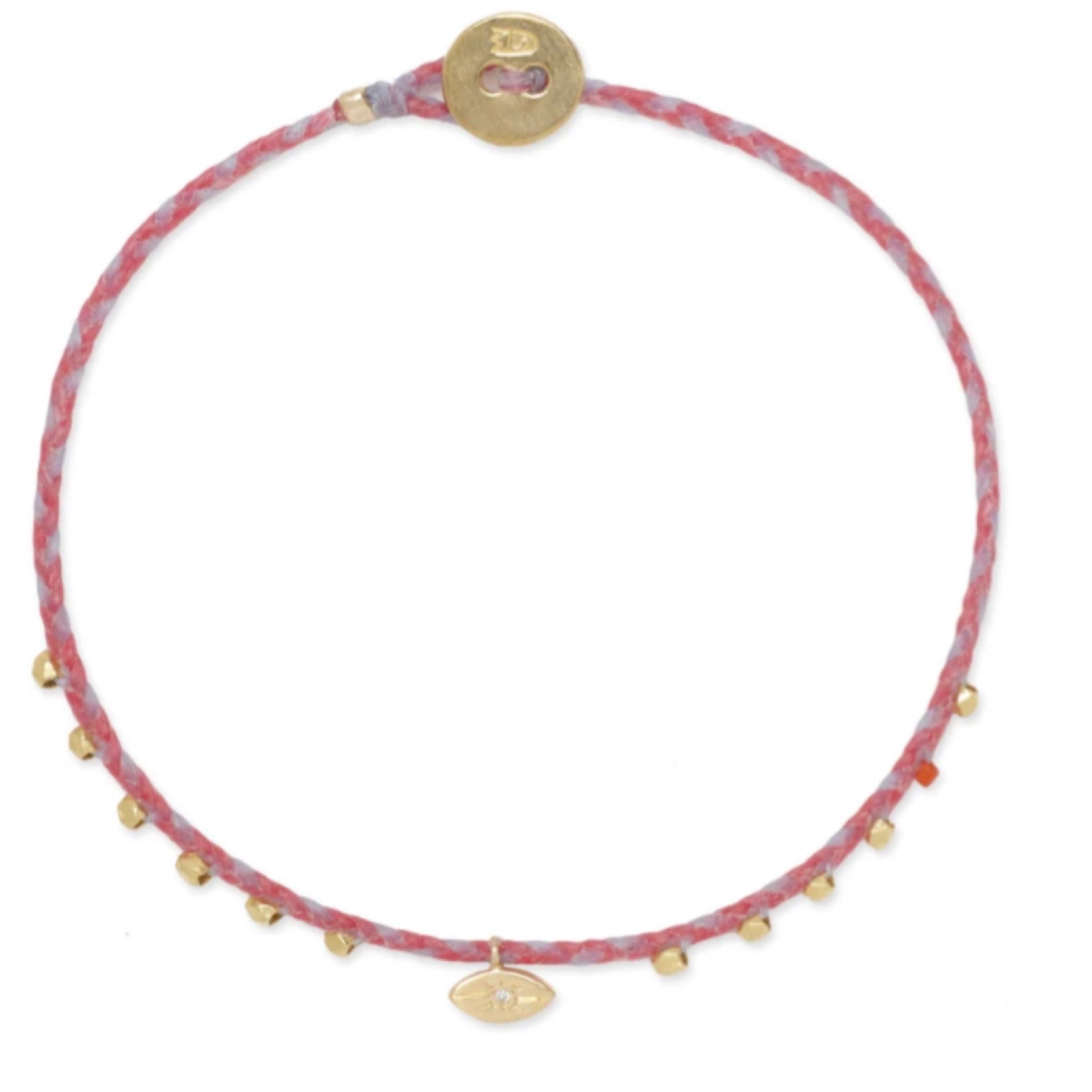 Scosha easygoing diamond eye charm bracelet/ hot pink &amp; sky blue