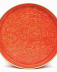 Punjabi Decorative Metal Tray: Large, Orange