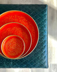 Punjabi Decorative Metal Tray: Large, Orange