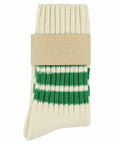 Women Stripes Crew Socks - Ecru / Green: EU 36/41   UK 3.5/7   US 6/9.5