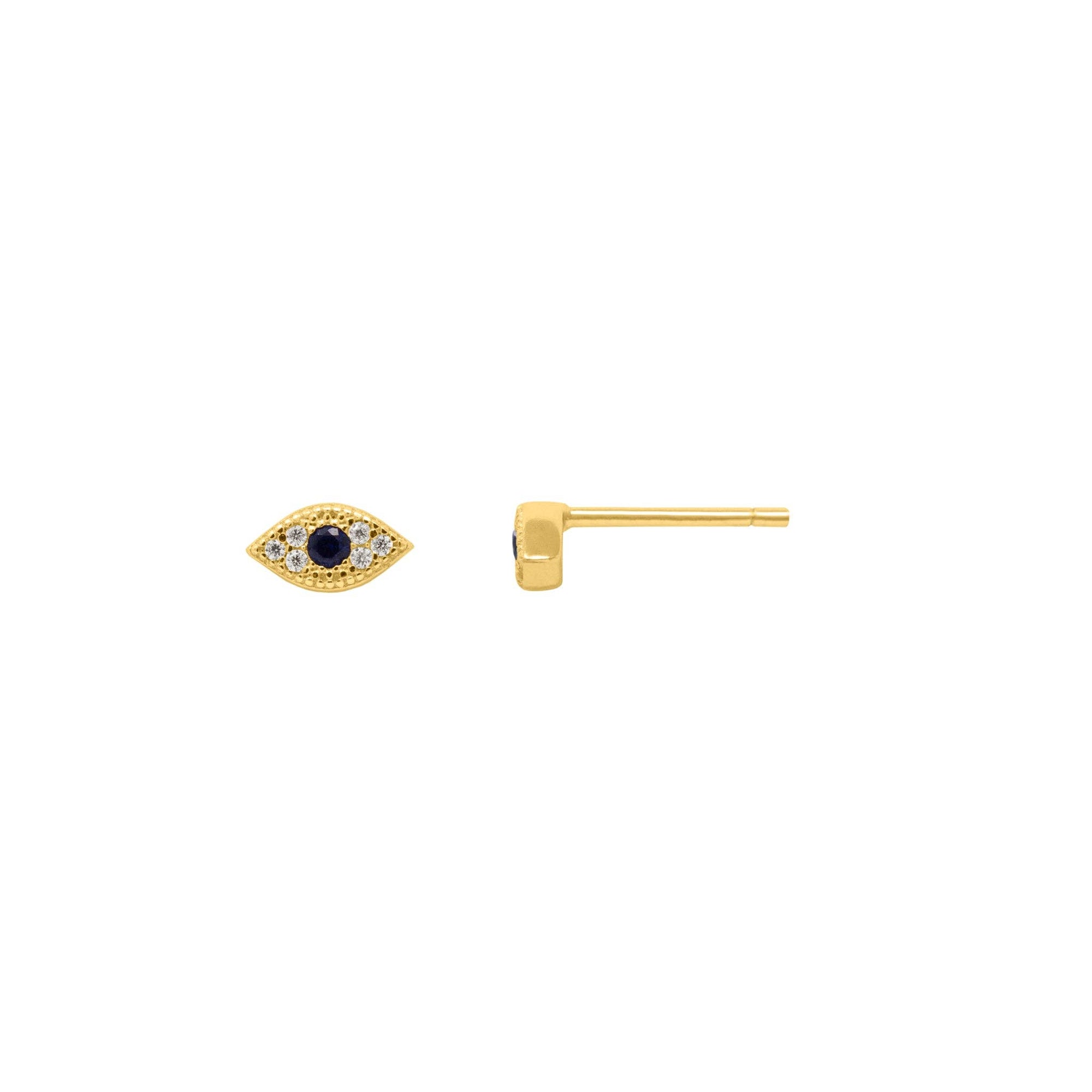 Luciana earrings - mini evil eye stud earrings: Gold